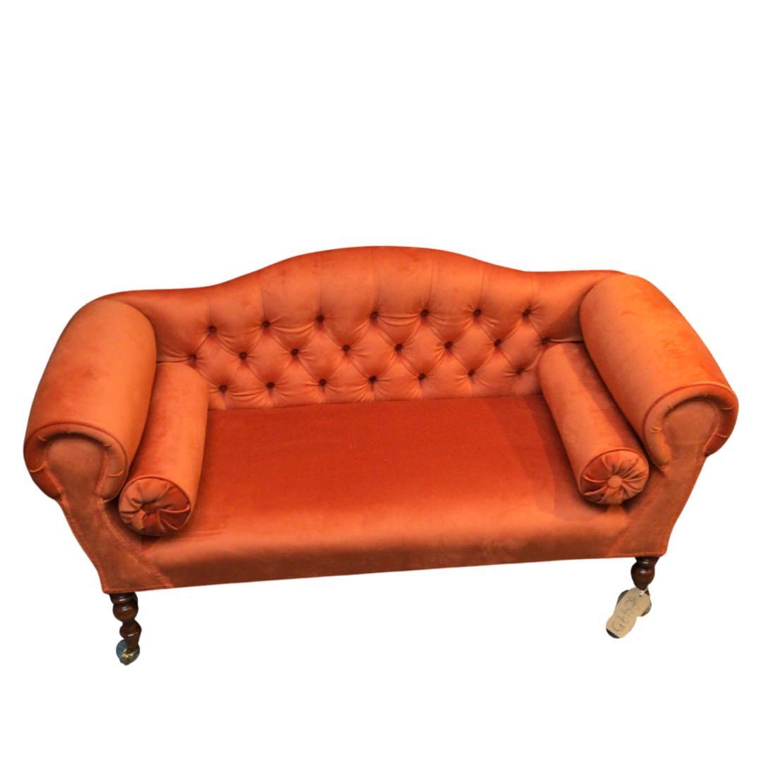 Orange Button Back Velvet Sofa An Independent Zebra Gift Shop
