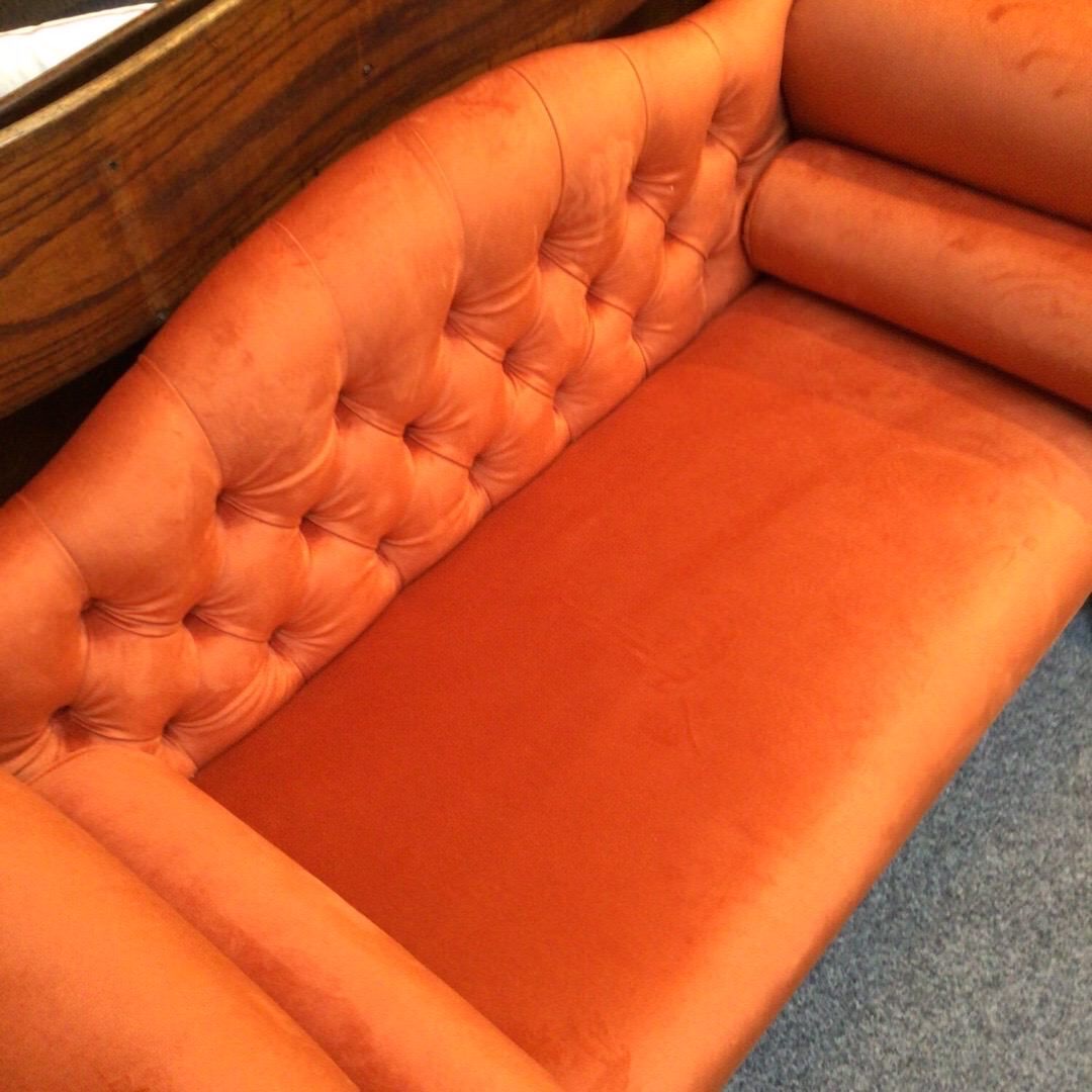 Orange Button Back Velvet Sofa An Independent Zebra Gift Shop