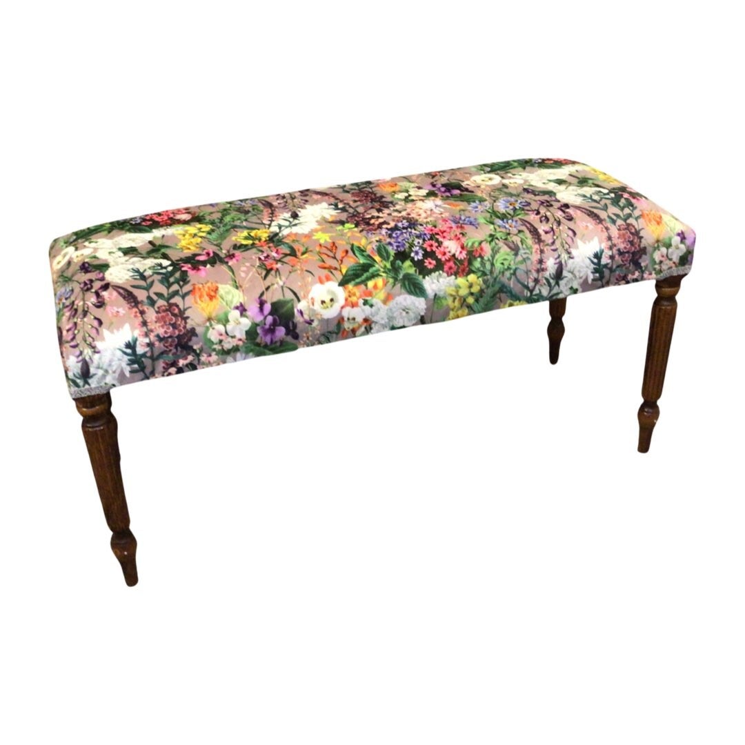 Grey Floral Velvet Bench Gift Shop Edinburgh An Independent Zebra