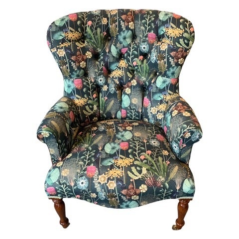 Botanical Navy Linen Armchair Gift Shop Edinburgh An Independent Zebra