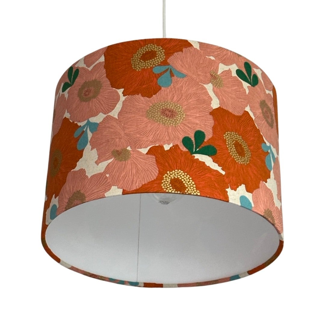 Teal and store orange lamp shade